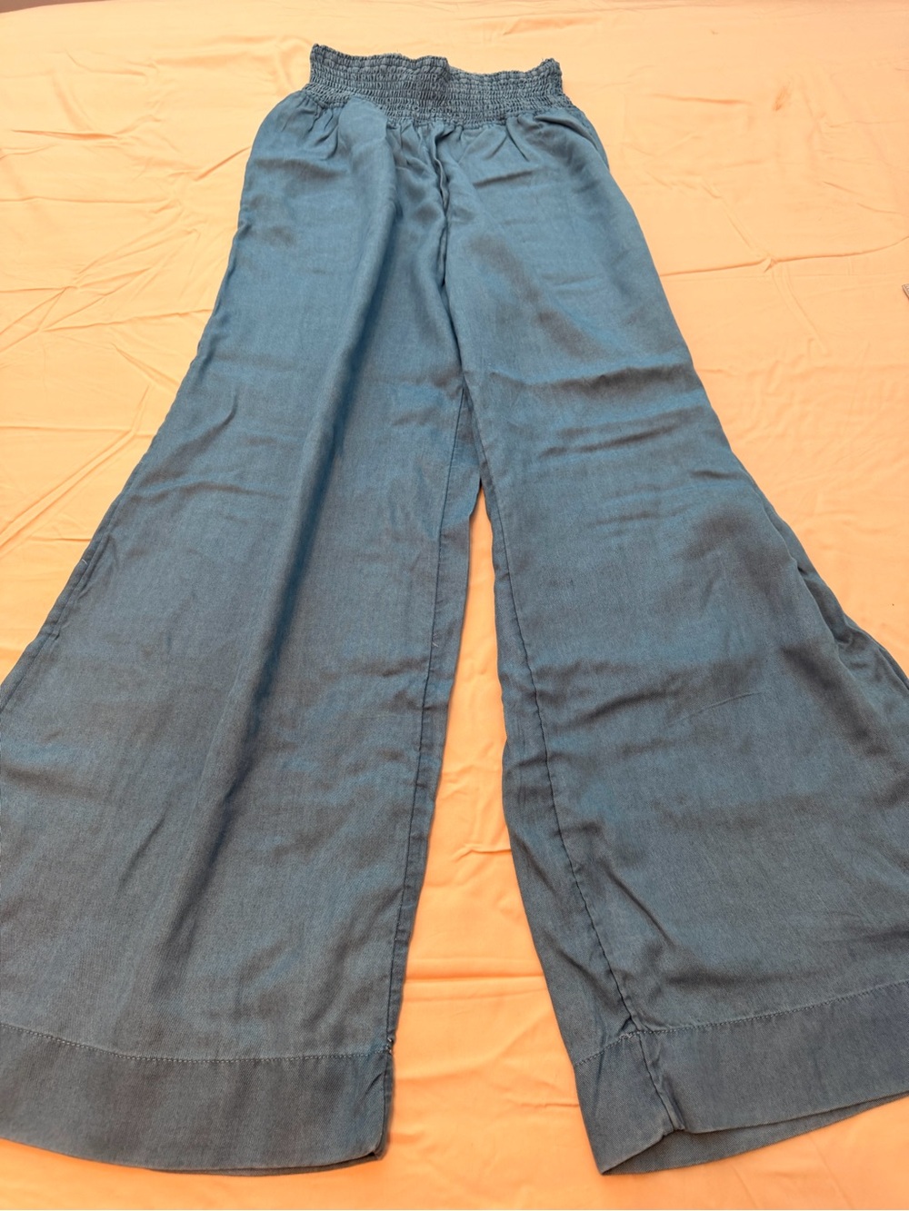 Joie Lyocell Wide-Leg Smocked-Waist Jeans